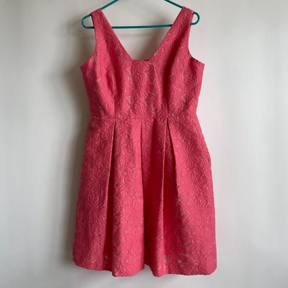 Trina Turk Dresses & Skirts - Trina Turk Womens Floral Lace Sleeveless Pleated Dress Size 10 Pink Zip Back